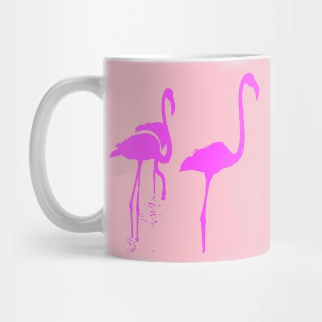 Minimalistic Three Flamingos Pink Silhouette by taiche